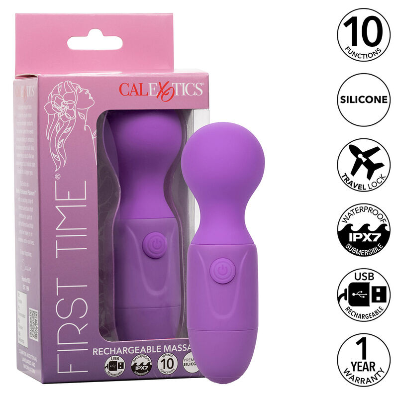 CALEXOTICS – FIRST TIME MASAJEADOR RECARGABLE 10 VIBRACIONES VIOLETA