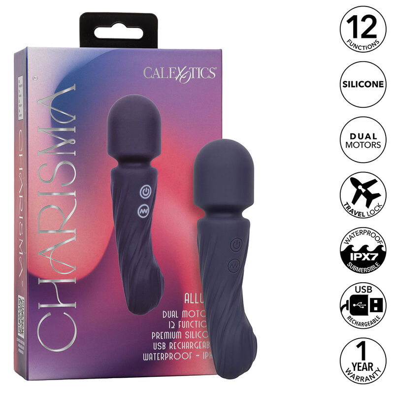 CALEXOTICS – CHARISMA ALLURE MASAJEADOR DOBLE MOTOR 12 FUNCIONES 17,25 CM X 4,5 CM MORADO