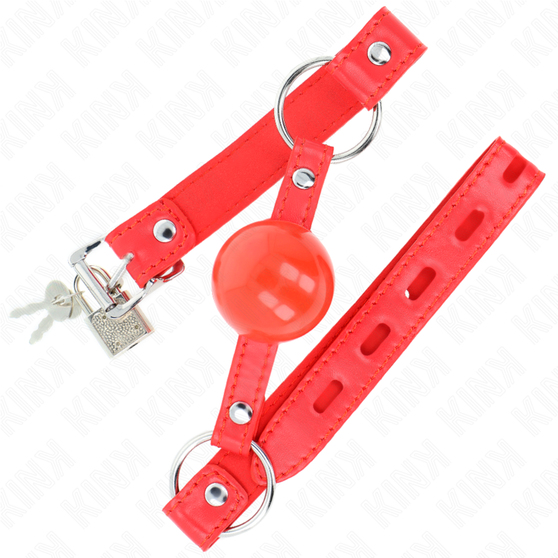 KINK – MORDAZA DE BOLA 4 CM TPE CON CANDADO ROJO 60 x 2 CM