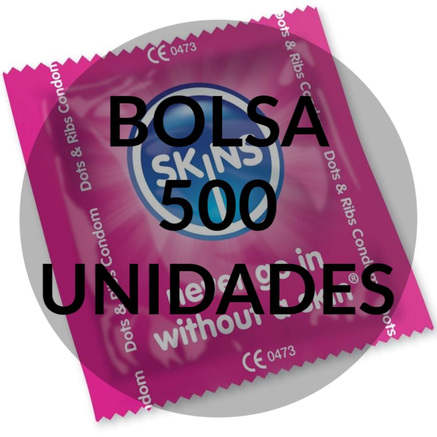 SKINS – PRESERVATIVOS PUNTOS  ESTRÍAS BOLSA 500 UDS